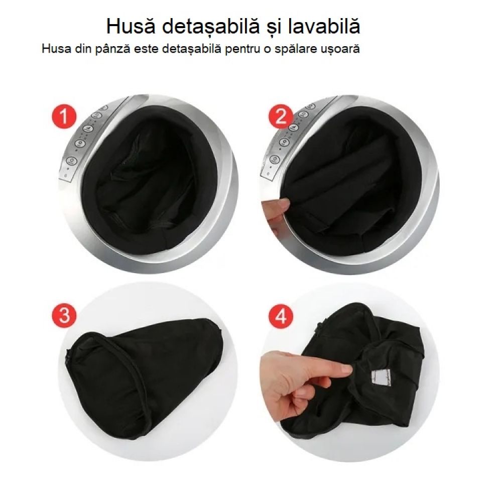 Aparat de masaj Shiatsu pentru picioare, afisaj LED, compresie aer cu incălzire, 3 Niveluri, ameliorarea durerii și tensiunii, picioare obosite, relaxarea mușchilor