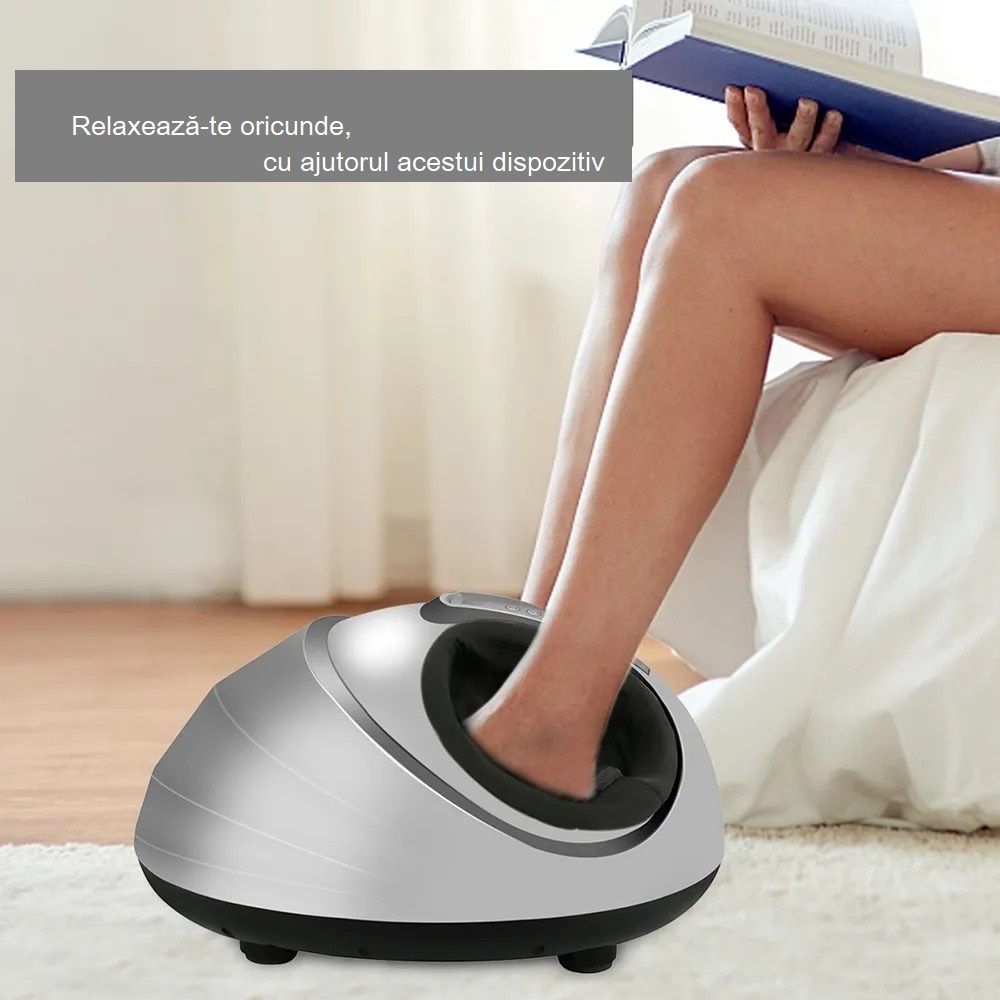 Aparat de masaj Shiatsu pentru picioare, afisaj LED, compresie aer cu incălzire, 3 Niveluri, ameliorarea durerii și tensiunii, picioare obosite, relaxarea mușchilor