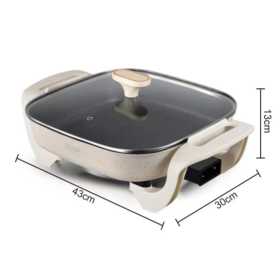 Oala electrica pentru gatit, RAF R5400, 1200W, capacitate 5L, 43x30x13cm, bej
