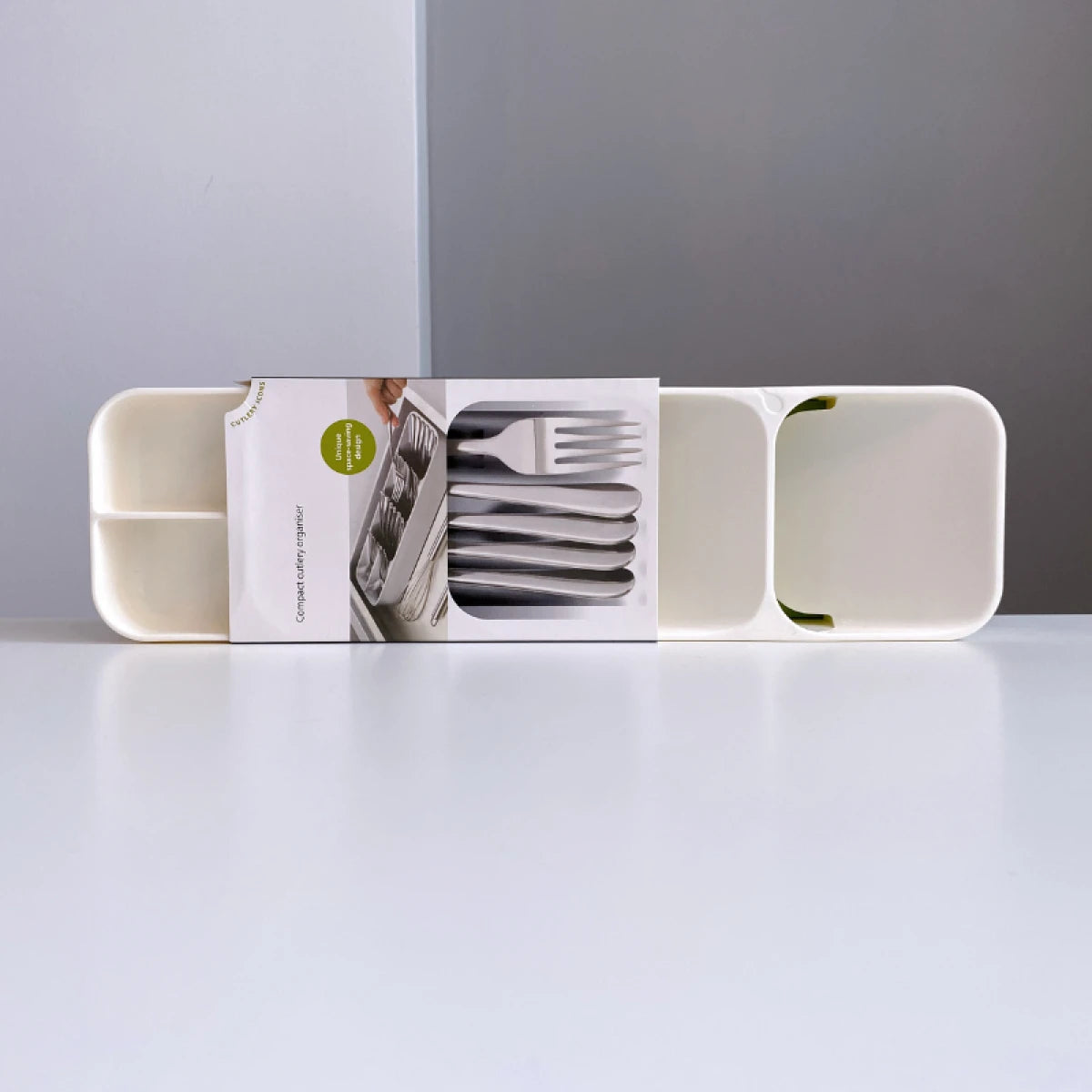 Organizator pentru tacamuri, 5 compartimente, 39.8 cm, Alb