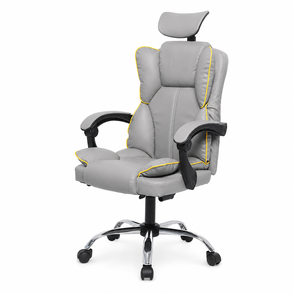 Scaun Birou Ergonomic Directorial Gri Piele Ecologica 300kg Spatar Reglabil 90-145 - detaliu produs