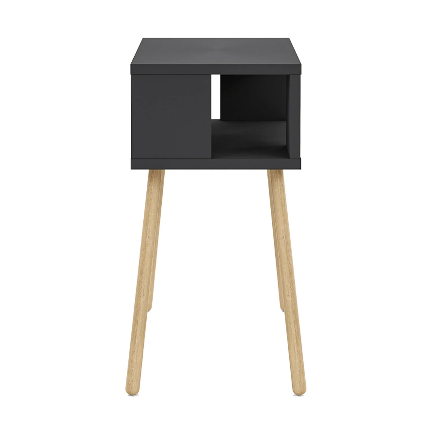 Noptiera cu picioare din lemn si raft deschis, 44 x 29 x 18 cm, stil scandinav modern