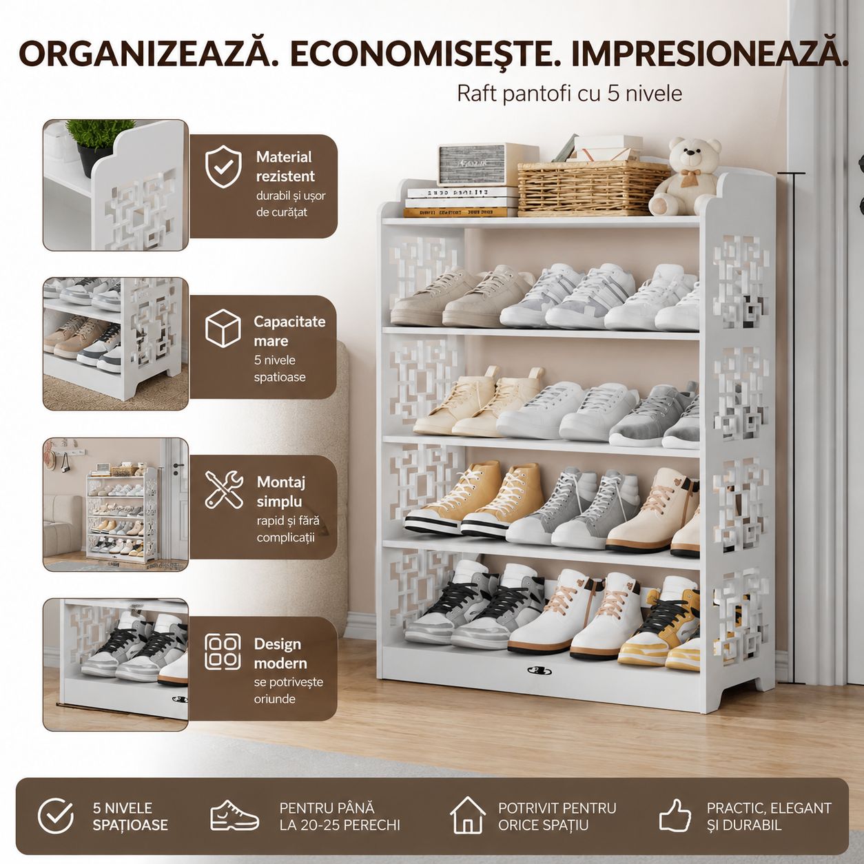 Raft Pantofi 5 Nivele Organizare Incaltaminte Depozitare Casa - imagine principala