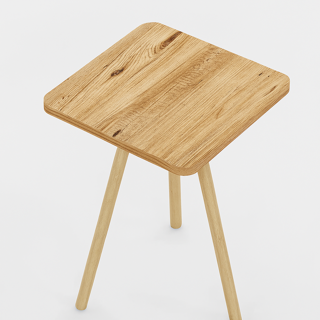 Masuta decorativa cu picioare din lemn, 34 x 34 cm, stil nordic