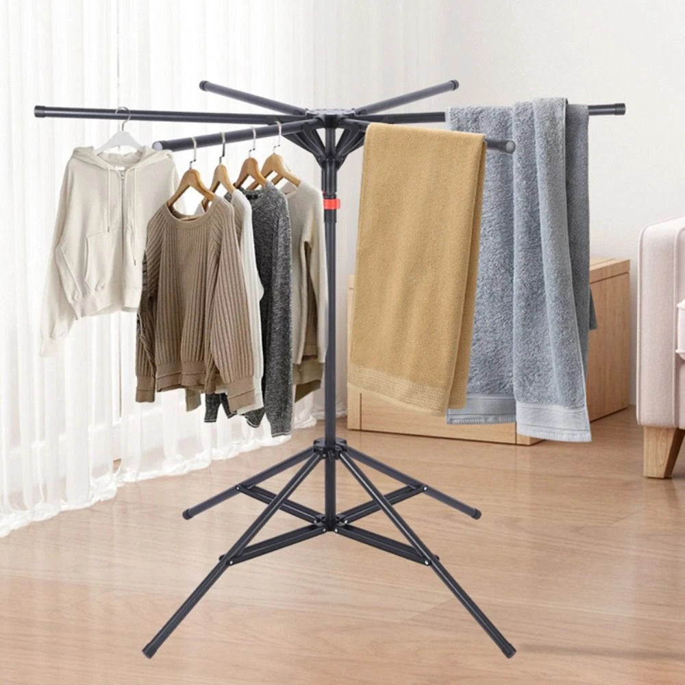 Uscator de rufe pliabil tip trepied, cu 6 brate rotative, 150 cm