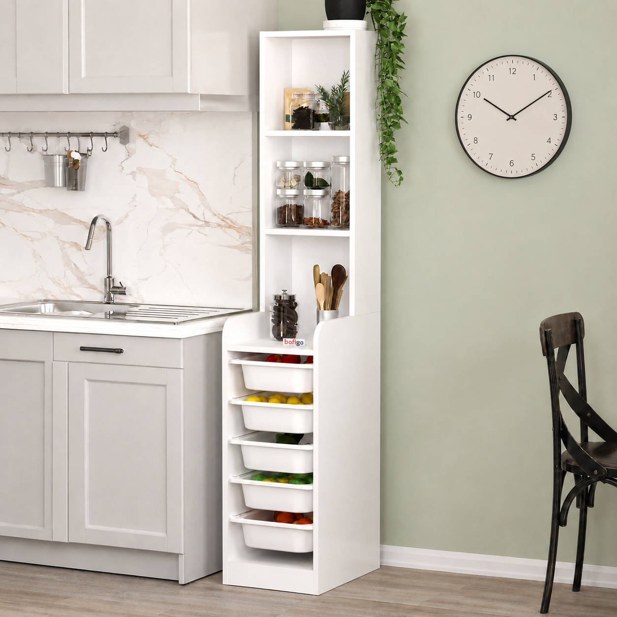 Dulap multifunctional cu 5 cosuri si 3 rafturi 178 cm