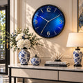 Ceas de Perete Premium, 30 cm, Mecanism Silențios, Cadran Albastru cu Accente Cristal
