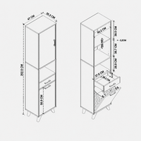 Dulap Baie Suspendat Alb 202cm Laundry Cabinet Waterfall Design Modern - detaliu produs
