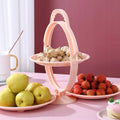 Platou de Servire Supraetajat Plastic 3 Compartimente Pliabil Roz 30x49.5cm