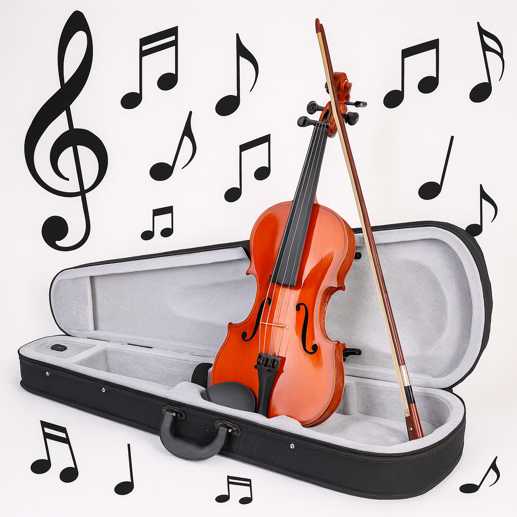 Vioara Clasica din Lemn 3/4 pentru Incepatori, design elegant, 55 x 19 cm