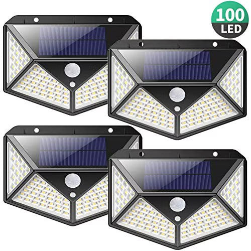 Set 4 Lampi Solare 100LED cu Senzor de Miscare Iluminare Exterior Waterproof - detaliu produs
