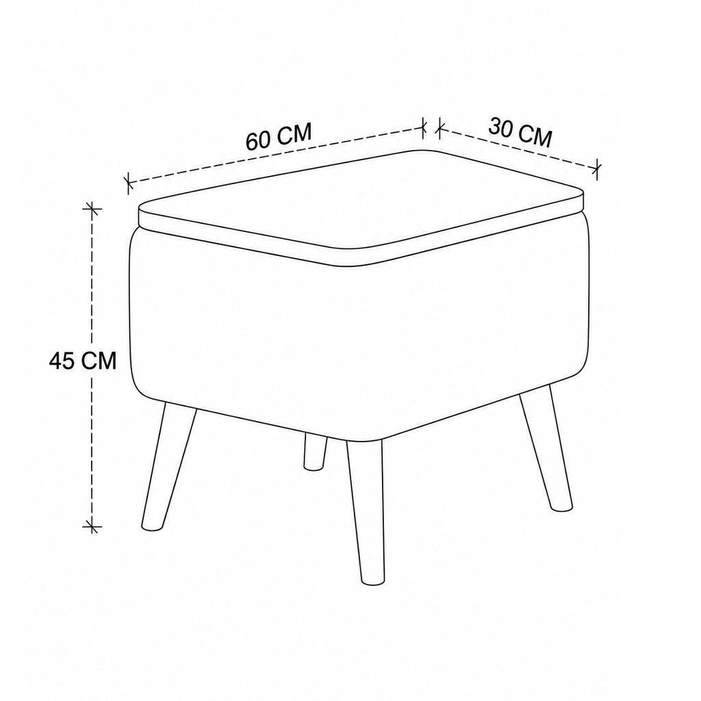 Masuta Auxiliara cu Depozitare Tapitata Boucle Alb-Crem 60x30x45 cm Design Scandinav - detaliu produs