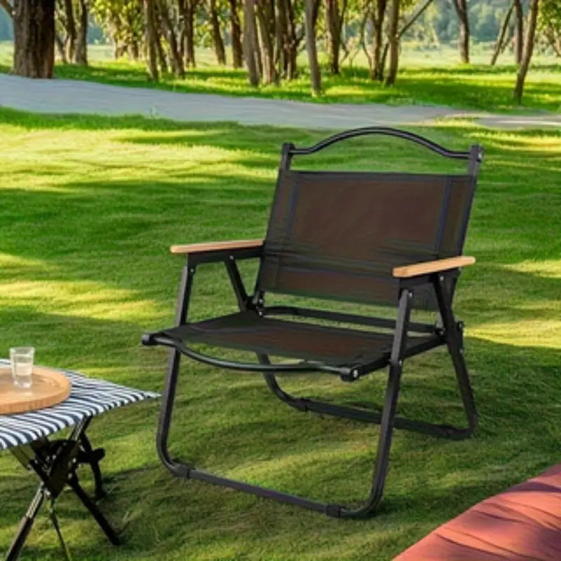 Scaun metalic plabil pentru gradina, camping sau plaja, 54x59x76 cm, negru