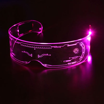 Ochelari pentru petrecere LED, 7 Culori, 21 efecte iluminare, control dublu, stilul cyberpunk