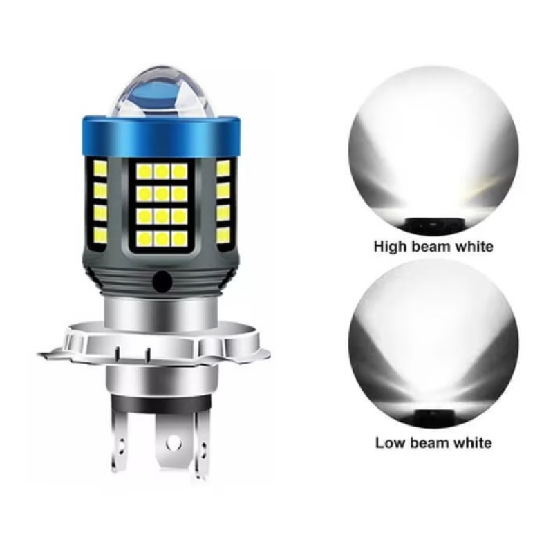 Bec Led H4 MOTO cu doua faze 3030 cu 61 LED SMD temperatura 6000k putere 160W 15000 lm