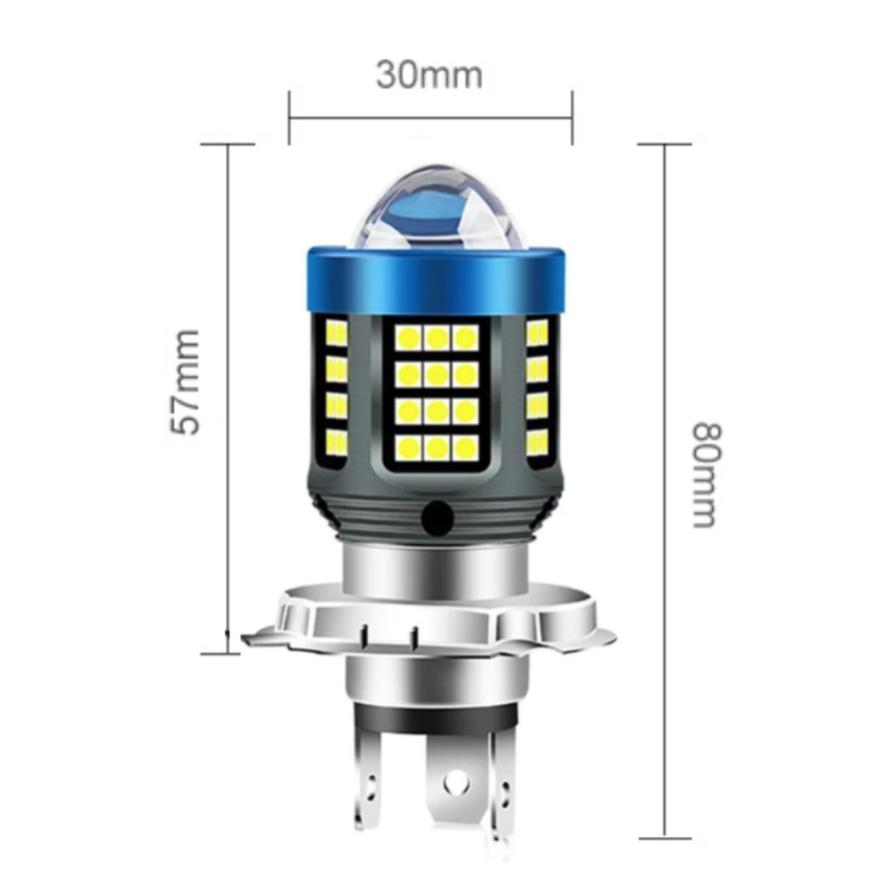 Bec Led H4 MOTO cu doua faze 3030 cu 61 LED SMD temperatura 6000k putere 160W 15000 lm