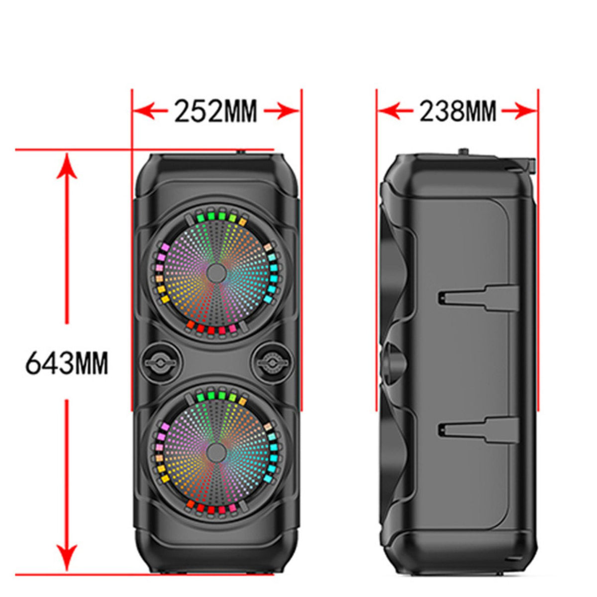 Boxa portabila Bluetooth cu difuzoare duale 8 inch, microfon karaoke, sunet puternic, lumini LED, autonomie mare
