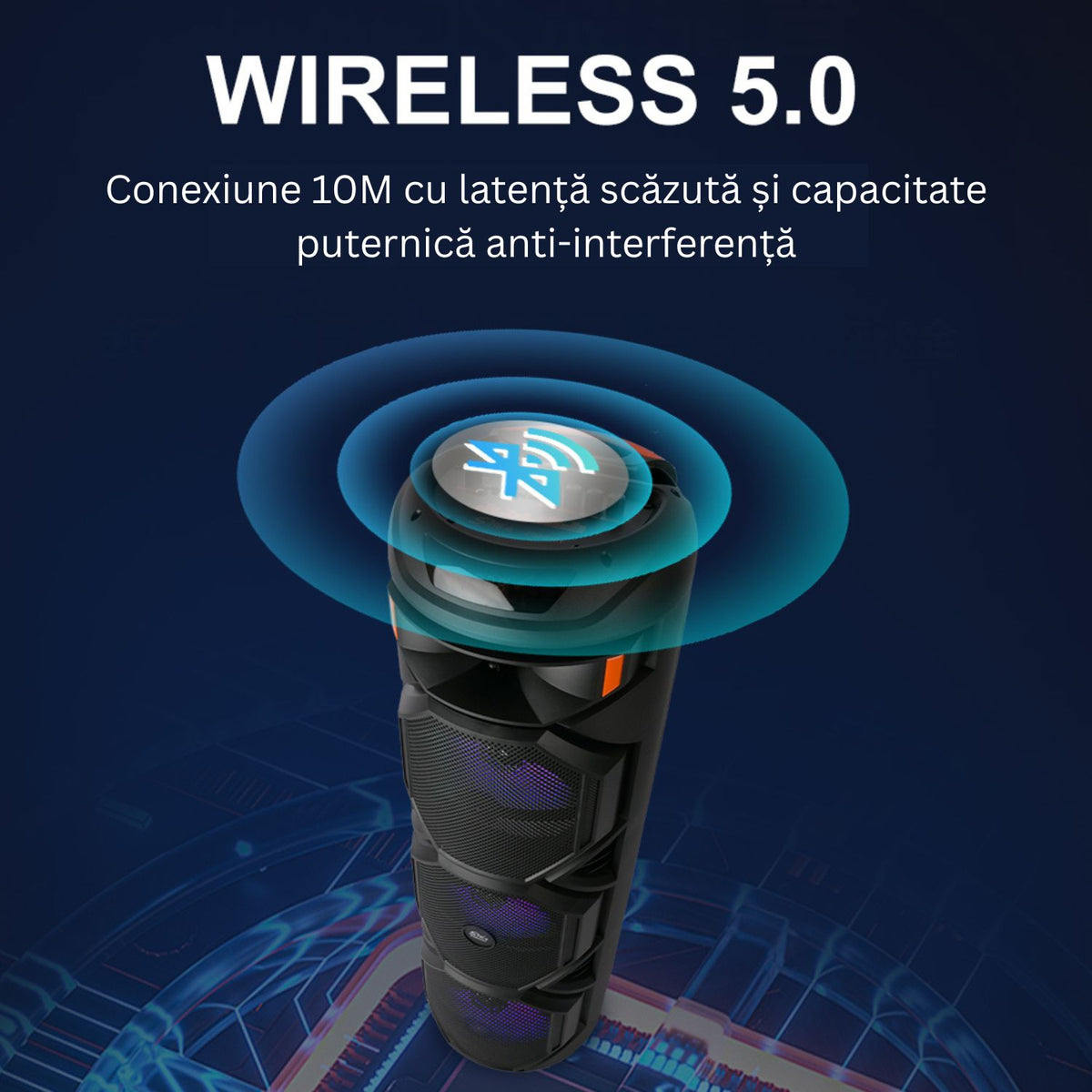 Boxa karaoke portabila Bluetooth cu microfon wireless, lumini LED RGB, 8 inch, ideala pentru petreceri si evenimente