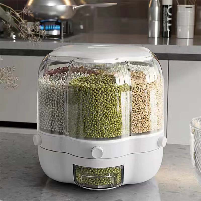 Dispenser rotativ pentru cereale, bomboane, 6 compartimente