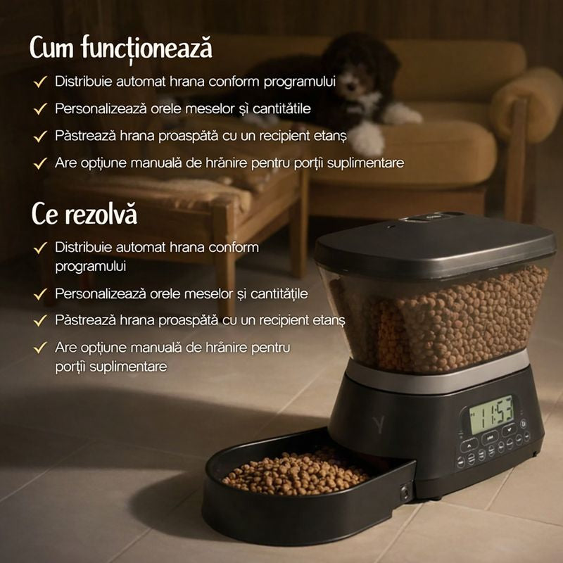 Dozator automat hrana pentru caini si pisici Gamma2 Nano programabil, 5,5L