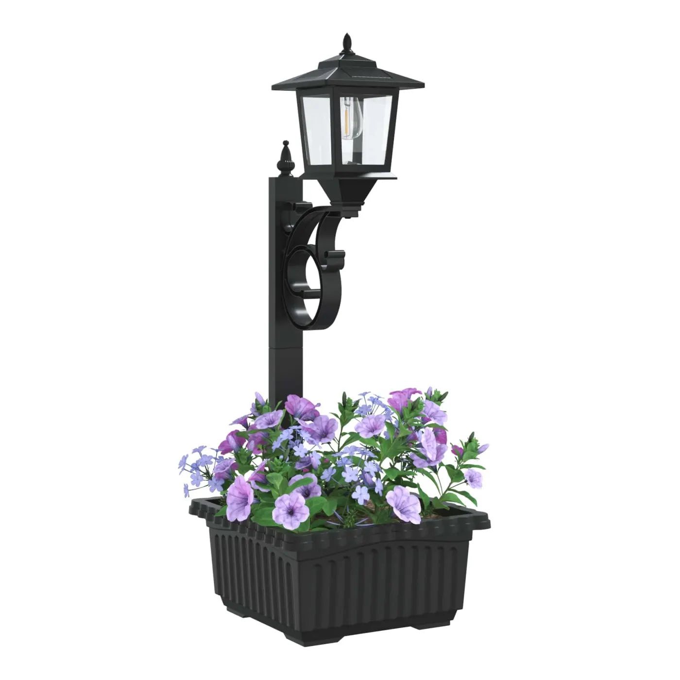 Lampă Solară de Grădină cu Jardinieră Integrată, Felinar LED și Design Decorativ – 29 × 28 × 74 cm - detaliu produs