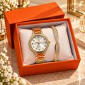 Set Cadou Elegant pentru Femei – Ceas de Mână și Brățară cu Pietre Strălucitoare, Design Modern și Rafinat, Cutie Cadou Inclusă
