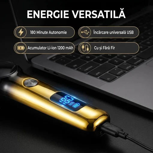 VGR V-989 Aparat de Contur Profesional Lama Ceramica T-Blade Display LED Auriu - detaliu produs