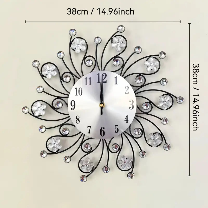 Ceas de perete decorativ tip soare cu floricele 38 cm - imagine 5