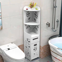 Dulap vertical pentru baie, 3 polite, 2 sertare 100x24x24 cm, alb - imagine 3