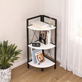 Etajera de colt din PAL si metal 33,5x33,5x87,3 cm, cu 3 rafturi, pentru living, baie sau birou