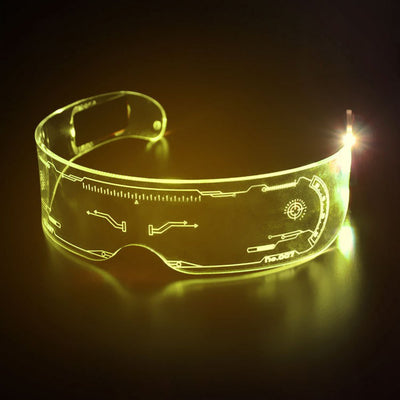 Ochelari pentru petrecere LED, 7 Culori, 21 efecte iluminare, control dublu, stilul cyberpunk