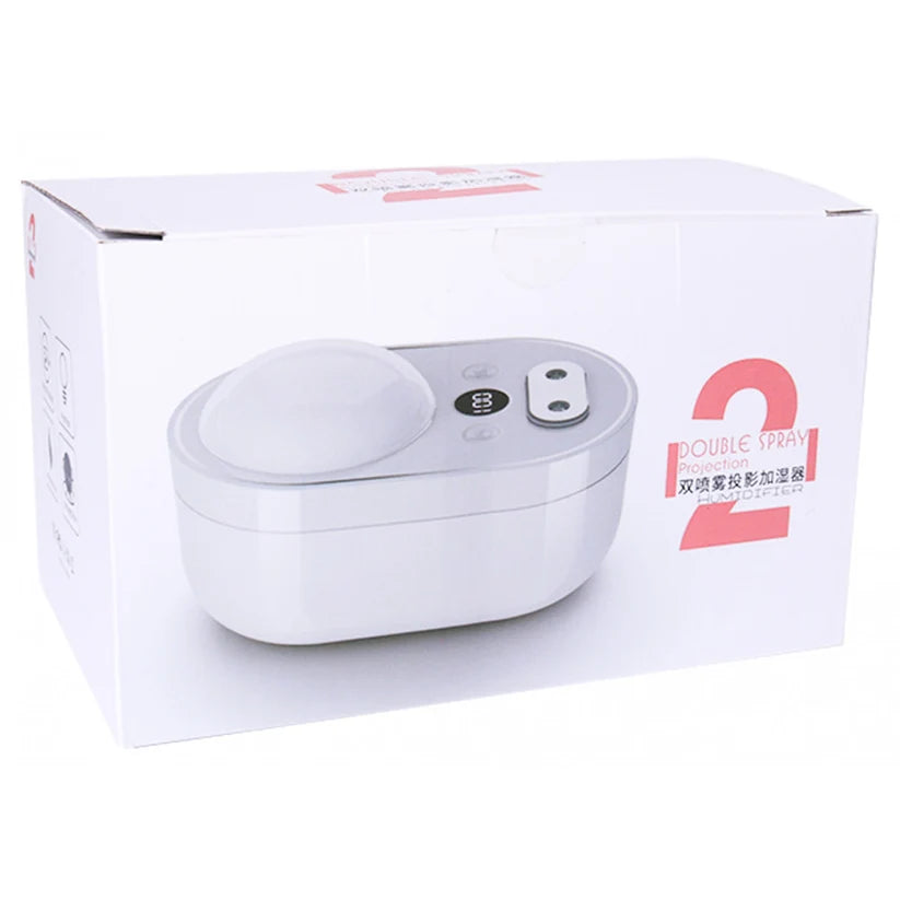 Umidificator de Aer cu Difuzor de Aroma Reincarabil Doua Pulverizatoare Lampa Veghe Proiectie - detaliu produs