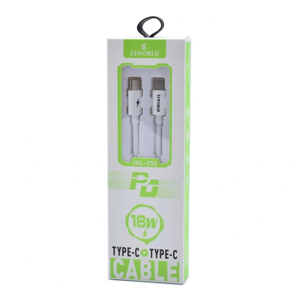 Cablu de date si incarcare USB Type-C la USB Type-C 18W alb