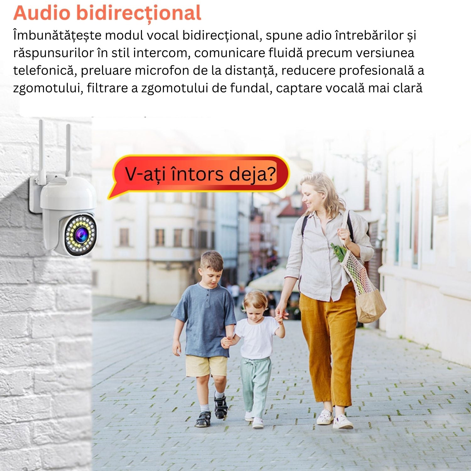 Camera de supraveghere WiFi pentru exterior, HD panoramica, vedere nocturna, audio bidirectional, rezistenta la apa, 2MP sau 3MP