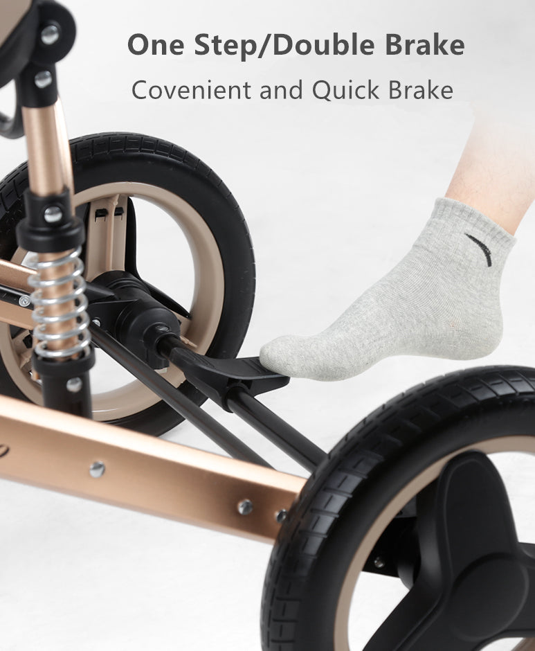 Carucior 2 in 1 pentru copii, pliabil, cu suspensii, transformabil landou-sport, 0-36 luni, cos pentru accesorii