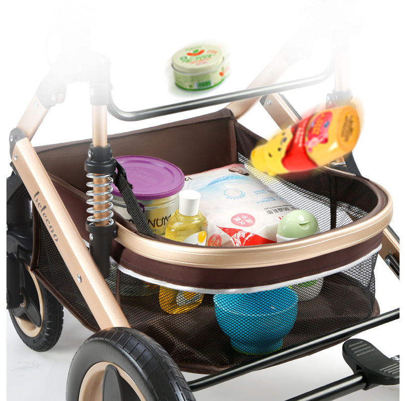 Carucior 2 in 1 pentru copii, pliabil, cu suspensii, transformabil landou-sport, 0-36 luni, cos pentru accesorii