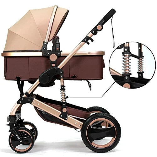 Carucior 2 in 1 pentru copii, pliabil, cu suspensii, transformabil landou-sport, 0-36 luni, cos pentru accesorii