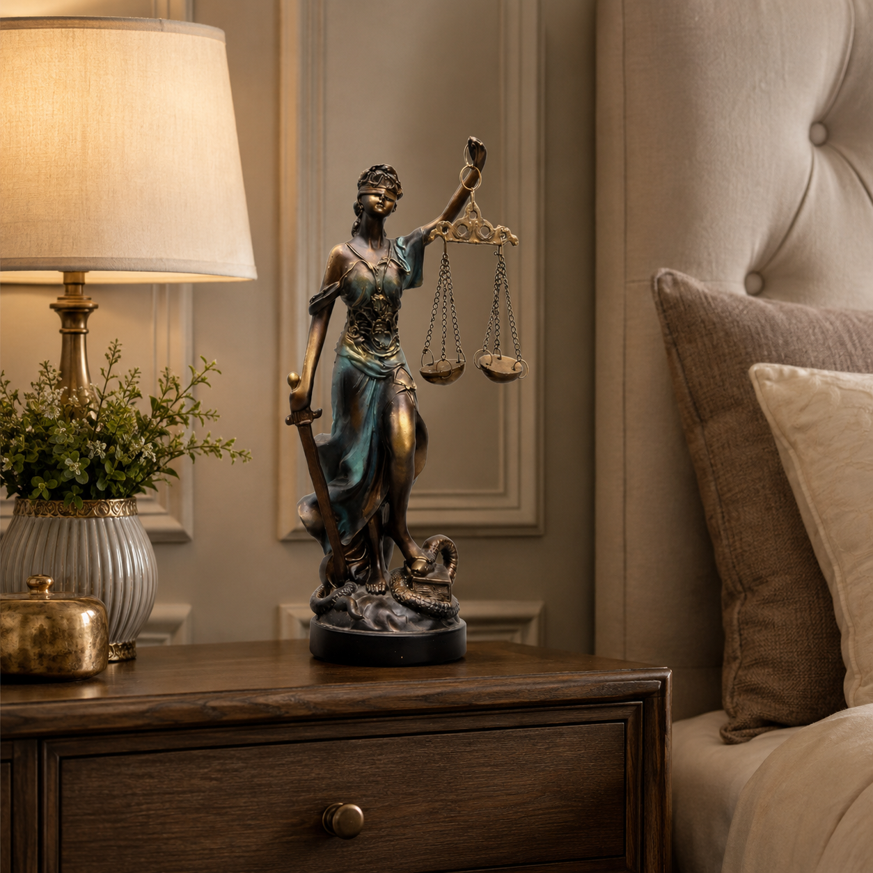 Statueta Decorativa Zeita Justitiei Themis 20cm Simbol Dreptate Echilibru - detaliu produs