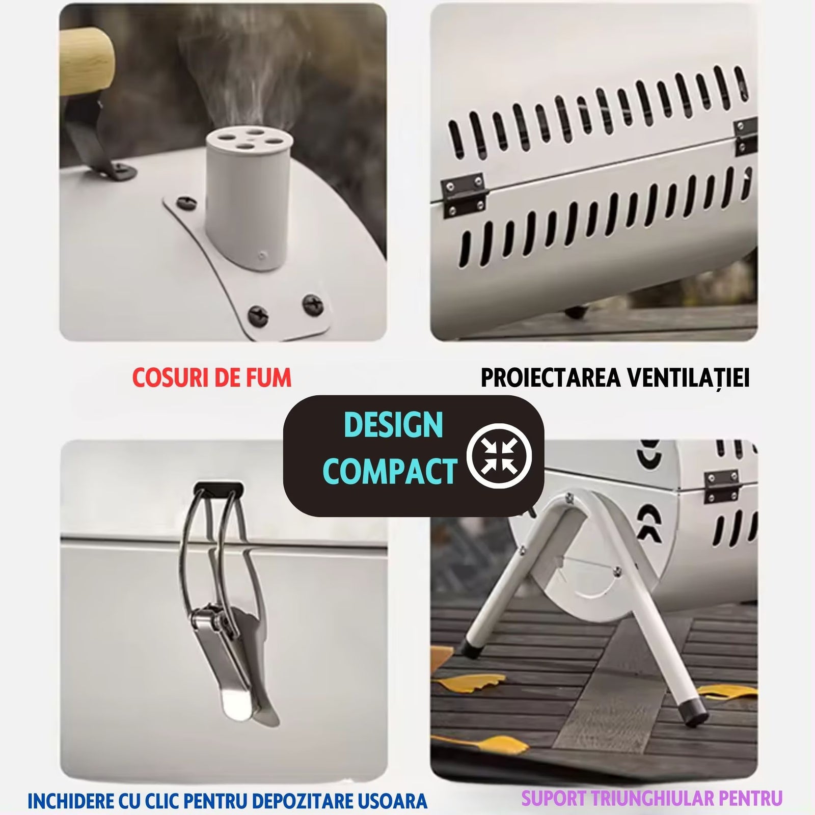 Gratar Portabil, Circular, Metal 38x25x38cm, Negru