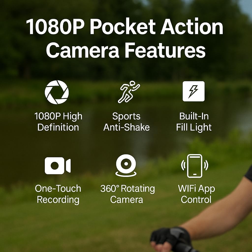 Camera Portabila Full HD 1080p Obiectiv Rotativ 360° Stabilizare Imagine Sport Mini - detaliu produs
