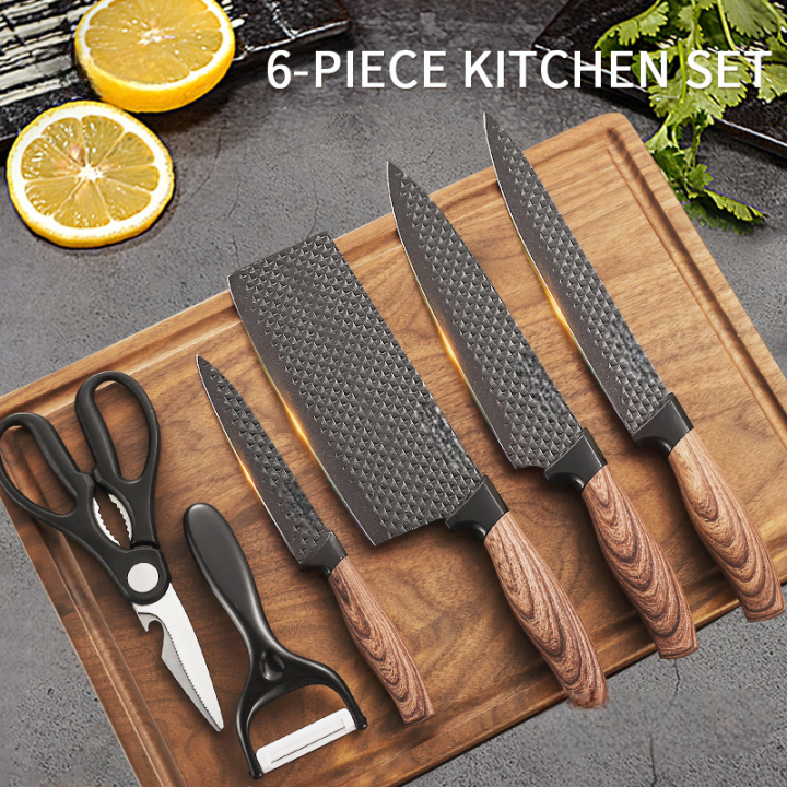 Set Cutite Bucatarie Inox 6 Piese 4 Cutite Otel Inoxidabil Foarfeca Ceramica - detaliu produs