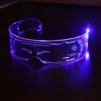 Ochelari pentru petrecere LED, 7 Culori, 21 efecte iluminare, control dublu, stilul cyberpunk