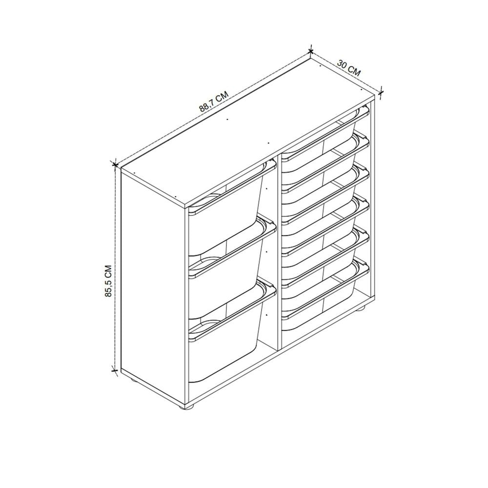Dulap multifuncțional cu 9 coșuri, 3 nivele,  88,7 x 30 x 85,5 cm