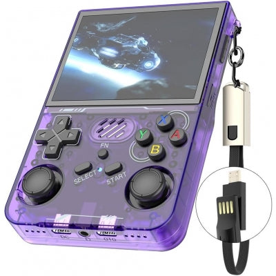 Consola de jocuri portabila R36S, ecran IPS 3.5 inch, 640x480, 64GB, Violet
