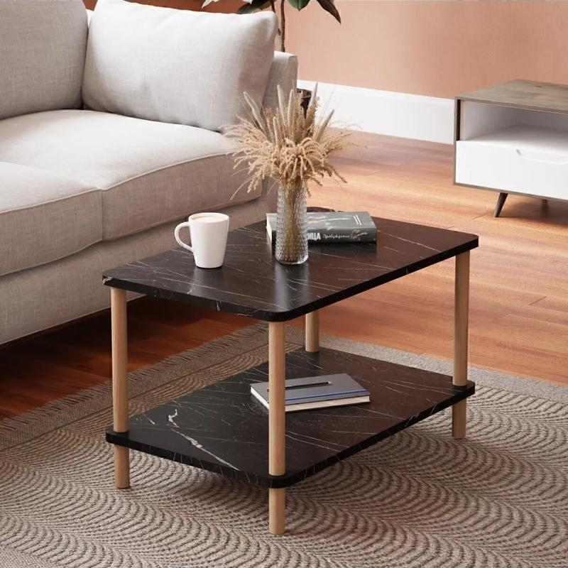 Masuta cafea moderna cu raft, design scandinav, 70x44x43 cm