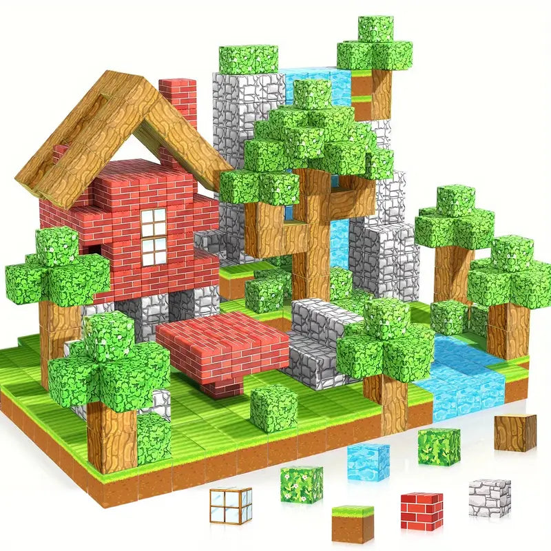 Blocuri magnetice de constructie 3D , 2.5 cm, 75 piese