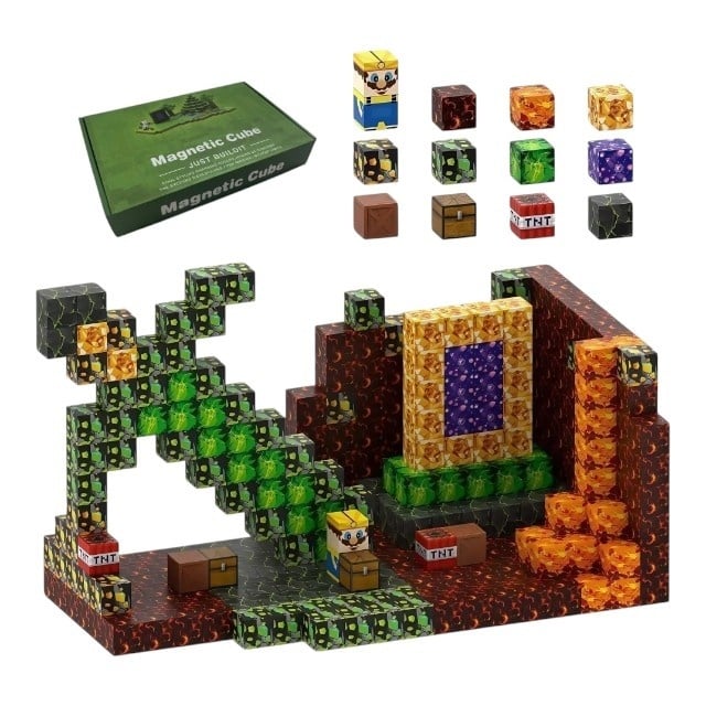 Blocuri magnetice de constructie 3D , 2.5 cm, 75 piese