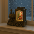 Tren Locomotiva Decorativa, Glob Craciun cu Mos Craciun, Bradut si Ninsoare, Functie Muzicala, Iluminare LED, Unibox