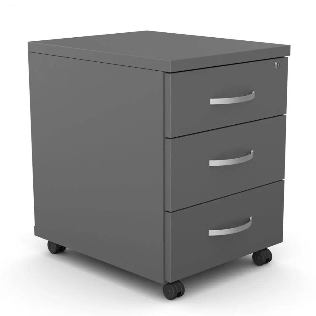 Dulap Mobil  cu 3 Sertare, Închidere cu Cheie și Roți, Alb – 63 × 48 × 40 cm - detaliu produs
