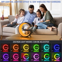 Statie incarcare wireless 3 in 1 cu lampa RGB si boxa bluetooth, control aplicatie - imagine 5